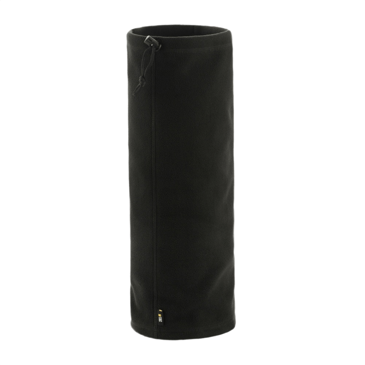 M-Tac Fleece Neck Gaiter med Snor i sort fleece materiale med justerbar snor, alsidigt tilbehør til koldt vejr, dimensioner 47 x 25 cm.