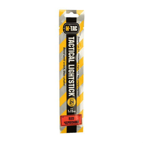 M-Tac Glow Stick 15 cm i röd förpackning med 24 timmars ljusindikator.