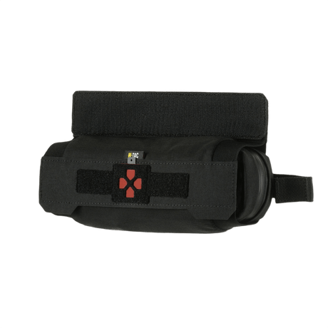 M-Tac Horizontal Medical Pouch ROLL Elite i svart, tillverkad av Cordura 500D, robust medicinficka designad för plate carrier-bakfickor.