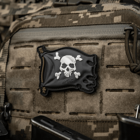 M-Tac Patch Jolly Roger PVC 3D morale-patch, äventyrslust, beslutsamhet, Velcrofäste, perfekt för kläder och taktisk utrustning.