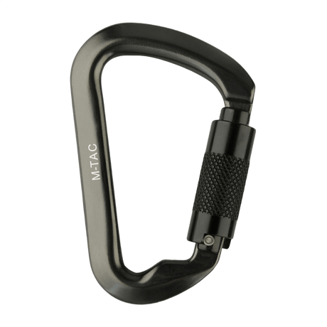 M-Tac Key-Lock Karabinhage i aluminium til klatring, sikkerhed og UIAA-knuder, automatisk lås, CE-certificeret, 30 kN belastning.