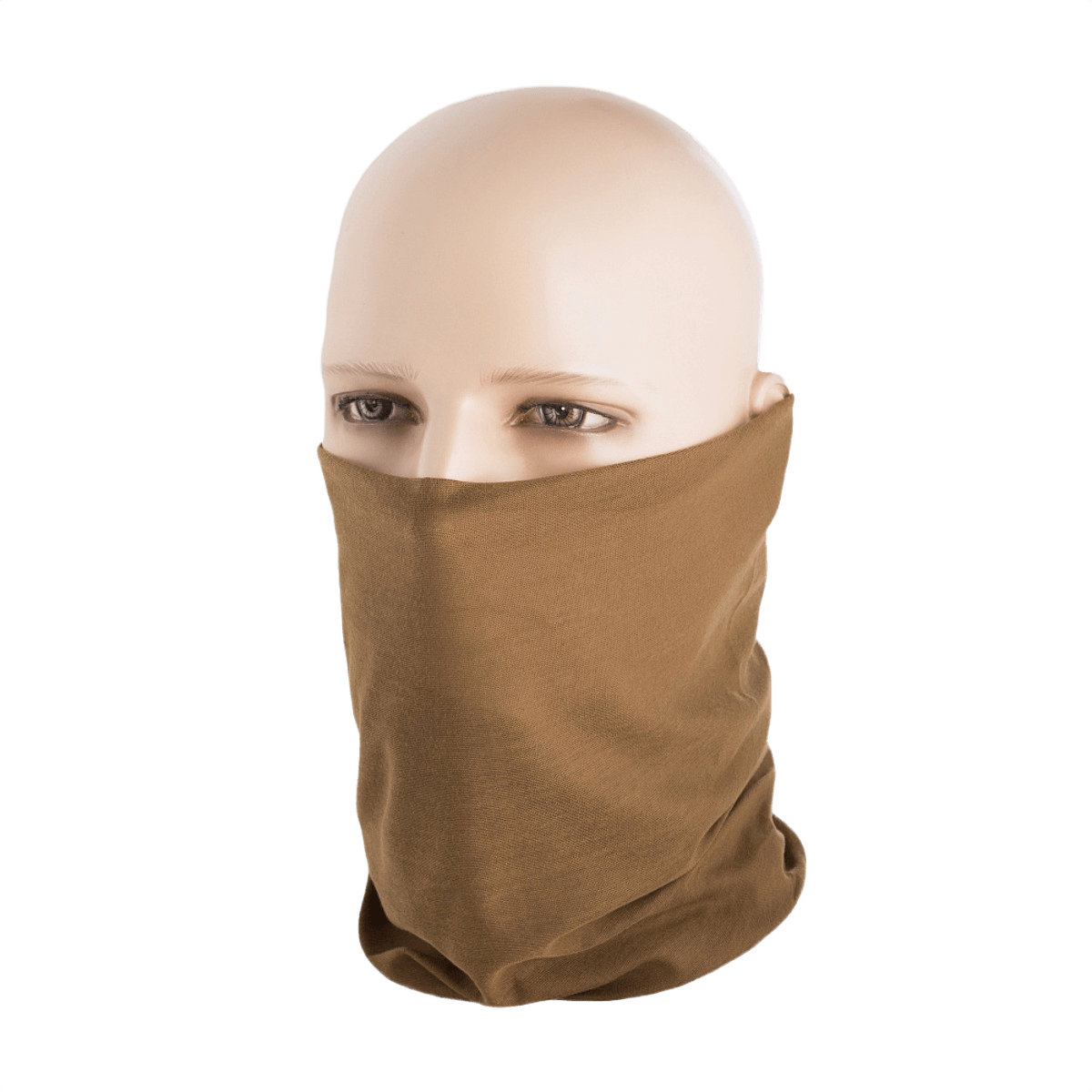 M-Tac Let Tubehalstørklæde på mannequin, viser alsidighed som balaklava, tørklæde eller pandebånd, lavet af hurtigtørrende polyester.