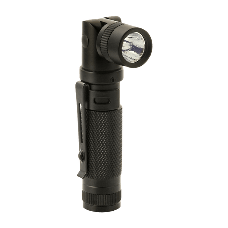 M-Tac P180 i svart aluminium, LED CREE XPG2, justerbar ljusriktning, kompakt design för praktisk användning, batteridriven.