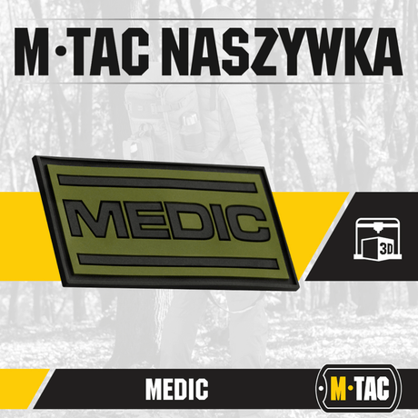 M-Tac Patch Medic PVC 3D taktisk patch i flexibelt PVC med 3D-effekt och Velcro för medicinsk personal, mått 70 x 35 mm.