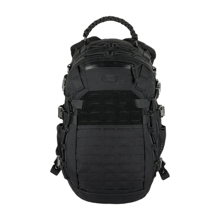 M-Tac Mission Pack ryggsäck i svart nylon med MOLLE-system. Perfekt för taktisk användning, jakt och resor. Volym 25 L, 49x29x31 cm, 1800 g.