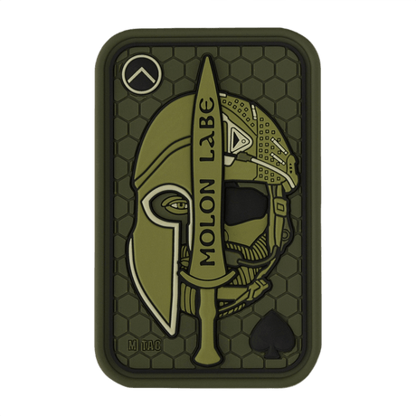 M-Tac Patch Molon Labe 3D PVC morale-patch med gummimaterial, 3D-effekt och Velcro, inspirerad av 300 spartanerna, mått 108x68 mm.
