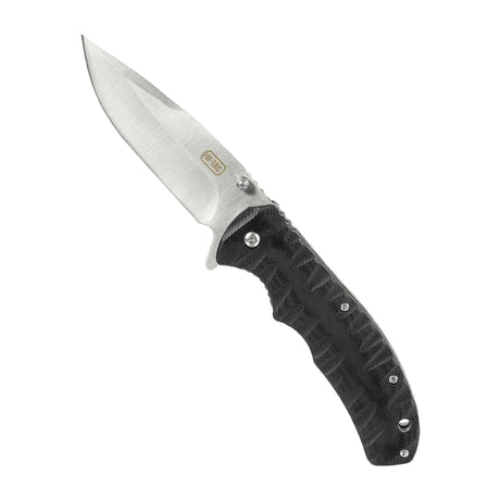 M-Tac Outdoor & Militär fällkniv - Type 4 med klinga i kromat rostfritt stål och G10-komposithandtag i aggressiv design.