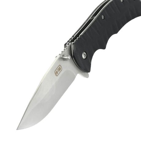 M-Tac Outdoor & Militär fällkniv - Type 8 med Clip Point-blad i rostfritt stål, lämplig för EDC-utrustning och taktiska tillämpningar.