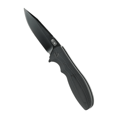 M-Tac Outdoor & Militär fällkniv - Type 6 med svart G10-handtag och klinga i kromat rostfritt stål, idealisk för EDC-bruk.