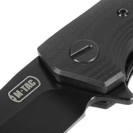 M-Tac Outdoor & Militär fällkniv - Type 6 med G10-komposithandtag och klinga i kromat rostfritt stål, idealisk för EDC-bruk.