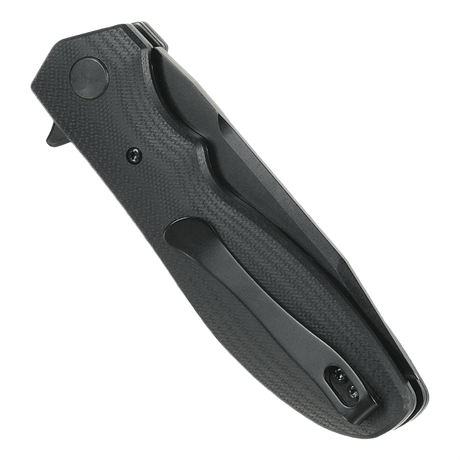 M-Tac Outdoor & Militär fällkniv - Type 6 ihopfälld med svart G10-kompositgrepp.