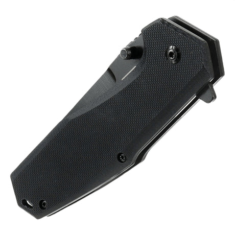 M-Tac Outdoor & Militär fällkniv - Type 5 ihopfälld, visar stabilt aluminiumhandtag med G10-komposit, klinga i 5Cr15MoV kromat rostfritt stål.