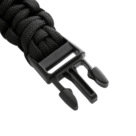 M-Tac Paracord-armband med robust svart rep och praktiskt spänne, idealiskt för överlevnad och friluftsliv.