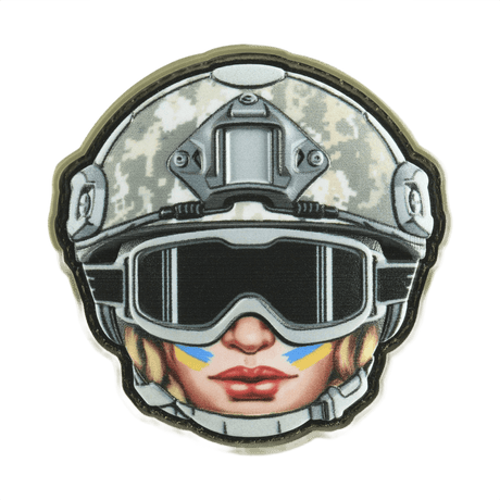 M-Tac Patch Emoji #49 PVC morale patch med hjälm och 3D-effekt, Velcro-fäste, idealisk för kläder och utrustning, rolig och taktisk design.