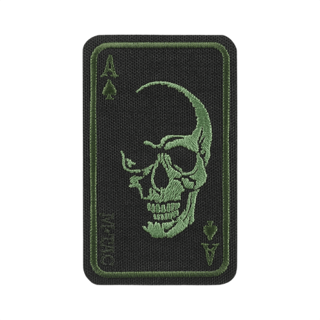 M-Tac Patch Face of War (Broderi) i Cordura 500D med kraniesymbol. Broderad patch i spader ess-design, dimensioner 8.5 x 5.2 cm.