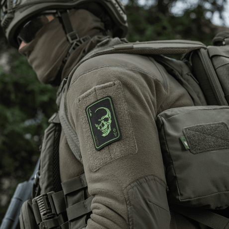 M-Tac Patch Face of War (Broderi) på taktisk utrustning, orädd kraniesymbol på spader ess-kort, fäst med Velcro.