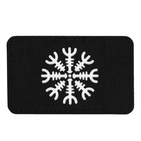 M-Tac Patch Helm of Horror Vågrät Laser Cut tillverkad i hållbar Cordura 500D med ægishjálmur-design och Velcro-fäste. Storlek: 80x50 mm.