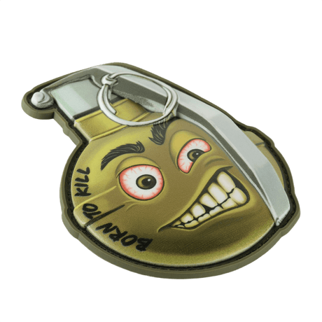 M-Tac Patch M67 granat 3D PVC med "Born to Kill"-text och emoji-design i PVC 3D-material med Velcro-baksida för taktisk utrustning.