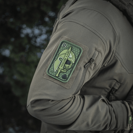 M-Tac Patch Molon Labe 3D PVC i gummi fäst på jacka med Velcro, taktisk design inspirerad av spartaner, storlek 108 x 68 mm