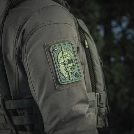 M-Tac Patch Molon Labe 3D PVC på uniform, taktisk morale-patch med Velcro, inspirerad av 300 spartaner. Gummi, 3D-effekt, 108x68 mm.