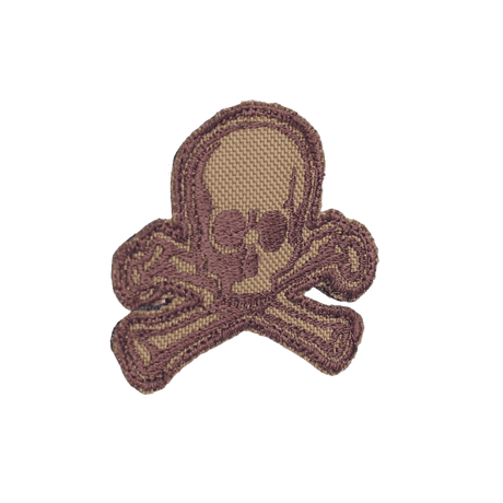 M-Tac Patch Old Skull Velcro med 3D-effekt, brunt skallemotiv, lämplig för uniform och utrustning, mått 45 x 55 mm, textilmaterial