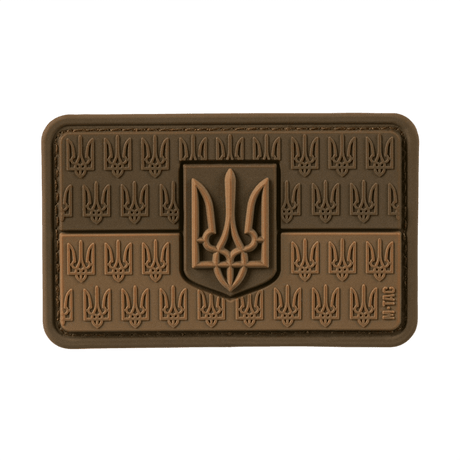 M-Tac Patch Ukraine Flag med vapensköld, patriotisk 3D-relief i PVC med Trident, 8x5 cm, hållbar Cordura 500D med Velcro för fästning.