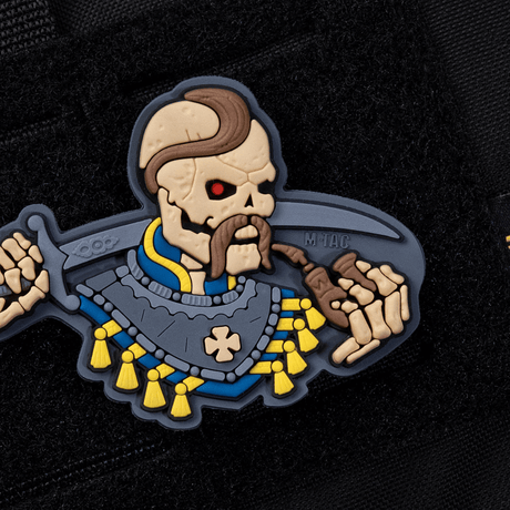 M-Tac Patch You Only Die Once 3D PVC med dødningehoved design, monteret på taktisk udstyr med velcro, størrelse 74 x 50 mm.