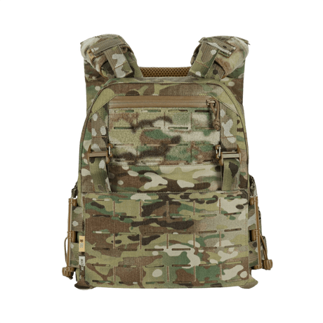 M-Tac Plate Carrier Cuirass Elite Gen.II med kamouflagemönster och snabbspännen, tillverkad av Cordura 500D för hållbarhet.