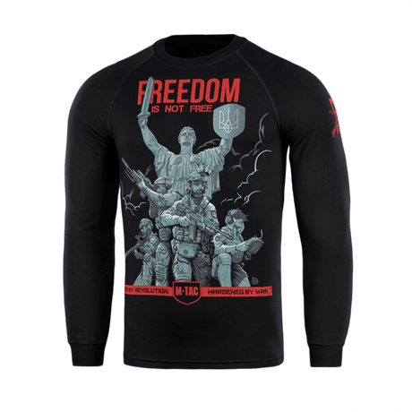 M-Tac Raglan Freedom sweatshirt med tryk af ukrainske soldater foran Moderlandet, moderne og komfortabel pasform, bomuld/elastan.