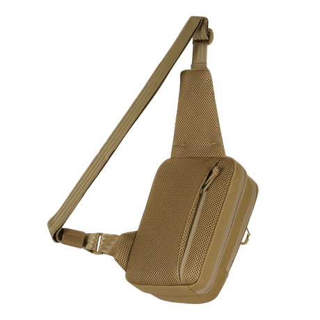 M-Tac Sling pistolväska Elite Hex med Velcro i slitstarkt Cordura, beige, med justerbar axelrem och Velcro för märken.