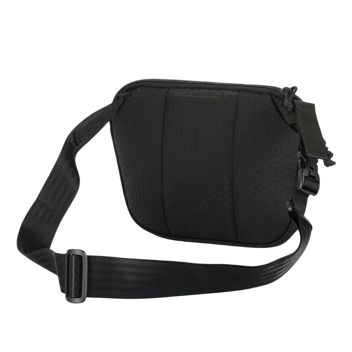 M-Tac Sphaera Hex Hardsling Bag Large Elite i sort på hvid baggrund. Praktisk skuldertaske med justerbar rem, ideel til hverdagsbrug.