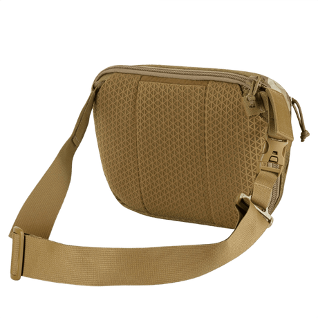 M-Tac Sphaera Hex Hardsling Bag Large Elite i brun, sedd bakifrån, bekväm design, justerbar rem.