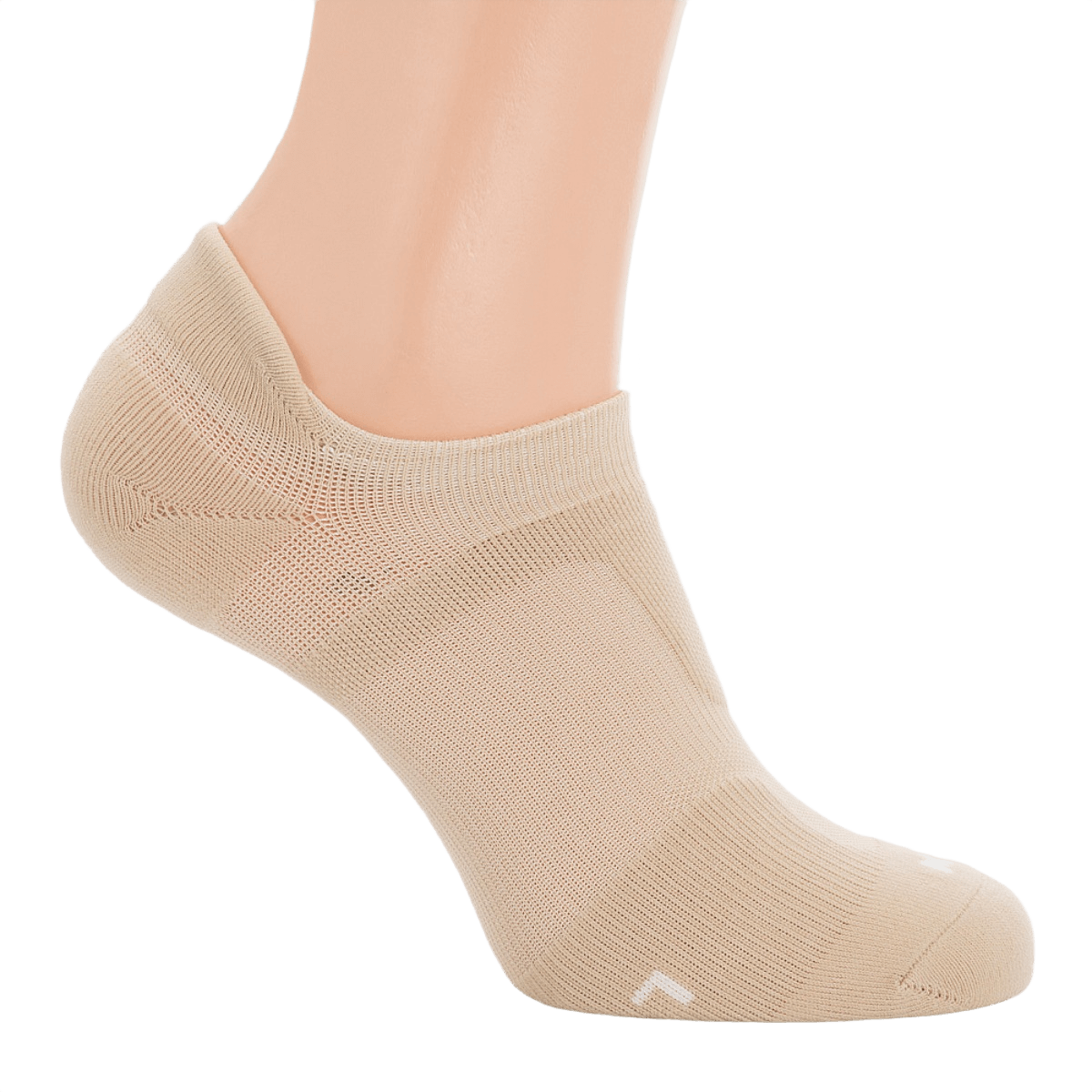 M-Tac Sportsokker i beige til løb og sport, med ergonomisk pasform og ventilation, vises på mannequin-fod.