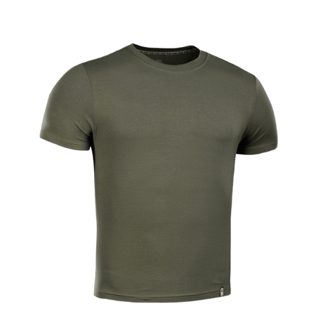 M-Tac T-shirt 93/7 i olivengrøn med korte ærmer, 93% bomuld og 7% elastan, ideel til daglig og aktiv brug, holdbar og komfortabel
