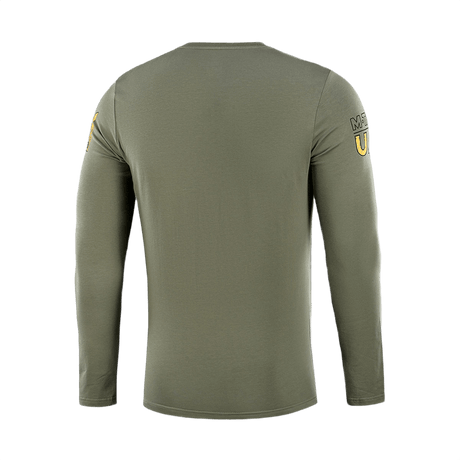 M-Tac T-Shirt UA Side Langærmet i grøn, bagsidevisning, lavet af 93% bomuld og 7% elastan for optimal pasform og komfort.