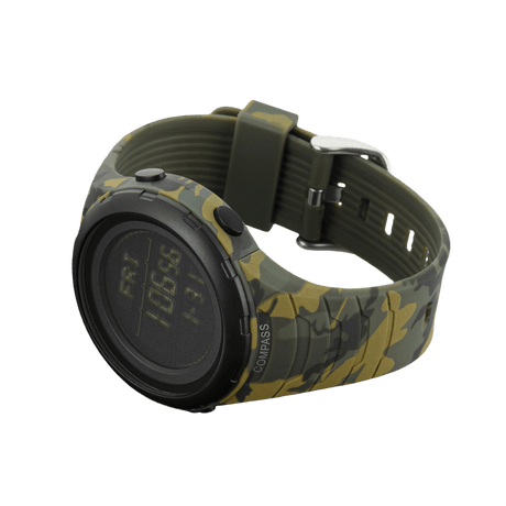 M-Tac Tactical Ur 2166 i camo med kompass och LED-bakgrundsbelysning, idealisk för utomhus- och taktisk användning, hållbar ABS-plast.