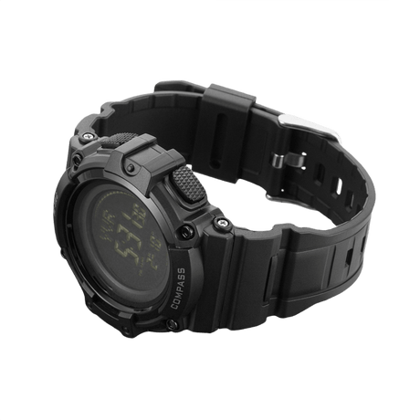 M-Tac Tactical Klocka med Kompass 2233 i robust svart design, idealisk för friluft och taktisk användning, med kompass och LED-bakgrundsbelysning.