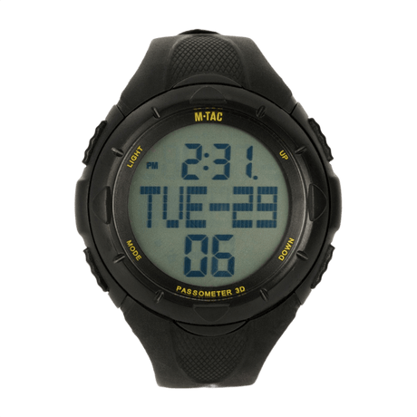 M-Tac taktisk klocka med pedometer - sportklocka med steg- och kalorimätare, vattentät design, svart digital display