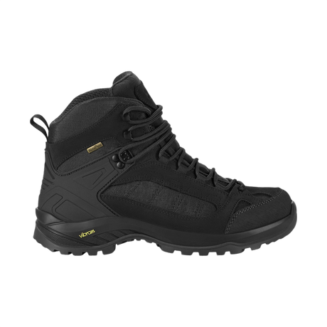 M-Tac Taktiska Demi-Season Stövlar Pro Line i svart med Vibram-sula, perfekt för taktiska uppdrag och vandring, slitstarka och bekväma.