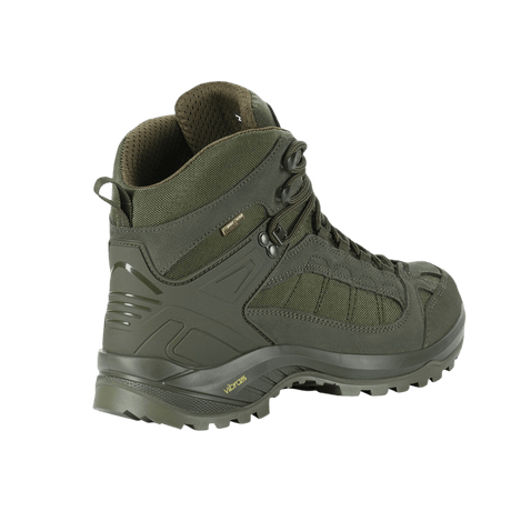 M-Tac Taktiska Demi-Season Stövlar Pro Line i grönt, med slitstarkt suede och Cordura samt en patenterad Vibram-sula.
