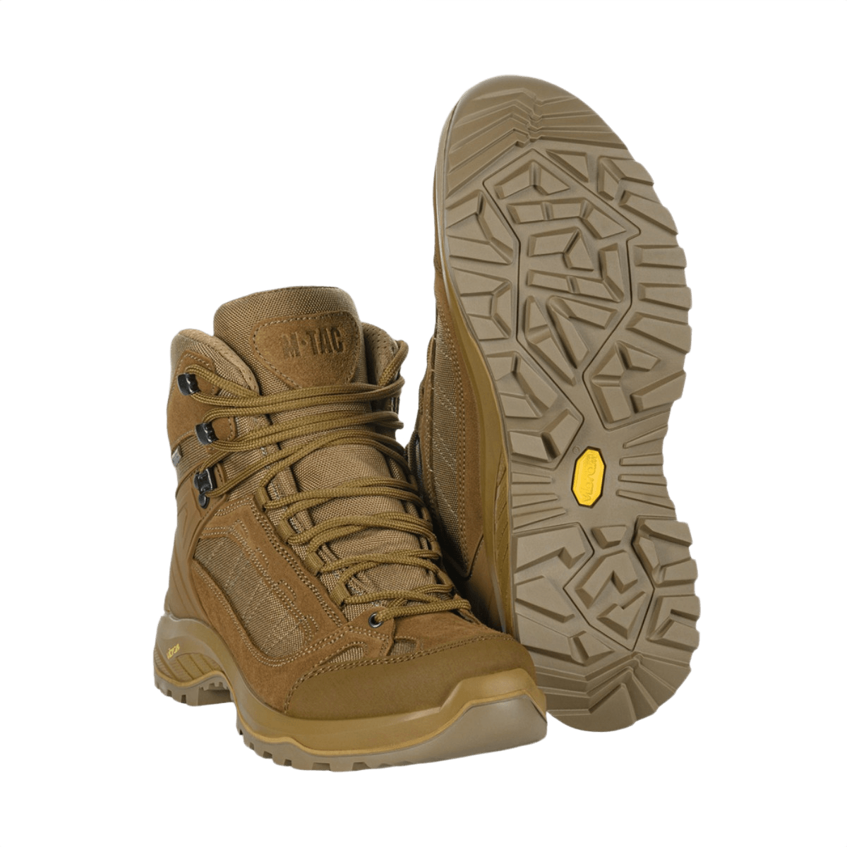 M-Tac Taktiske Demi-Season Støvler Pro Line i brun med slidstærk suede og Vibram-sål for maksimal komfort og stabilitet.