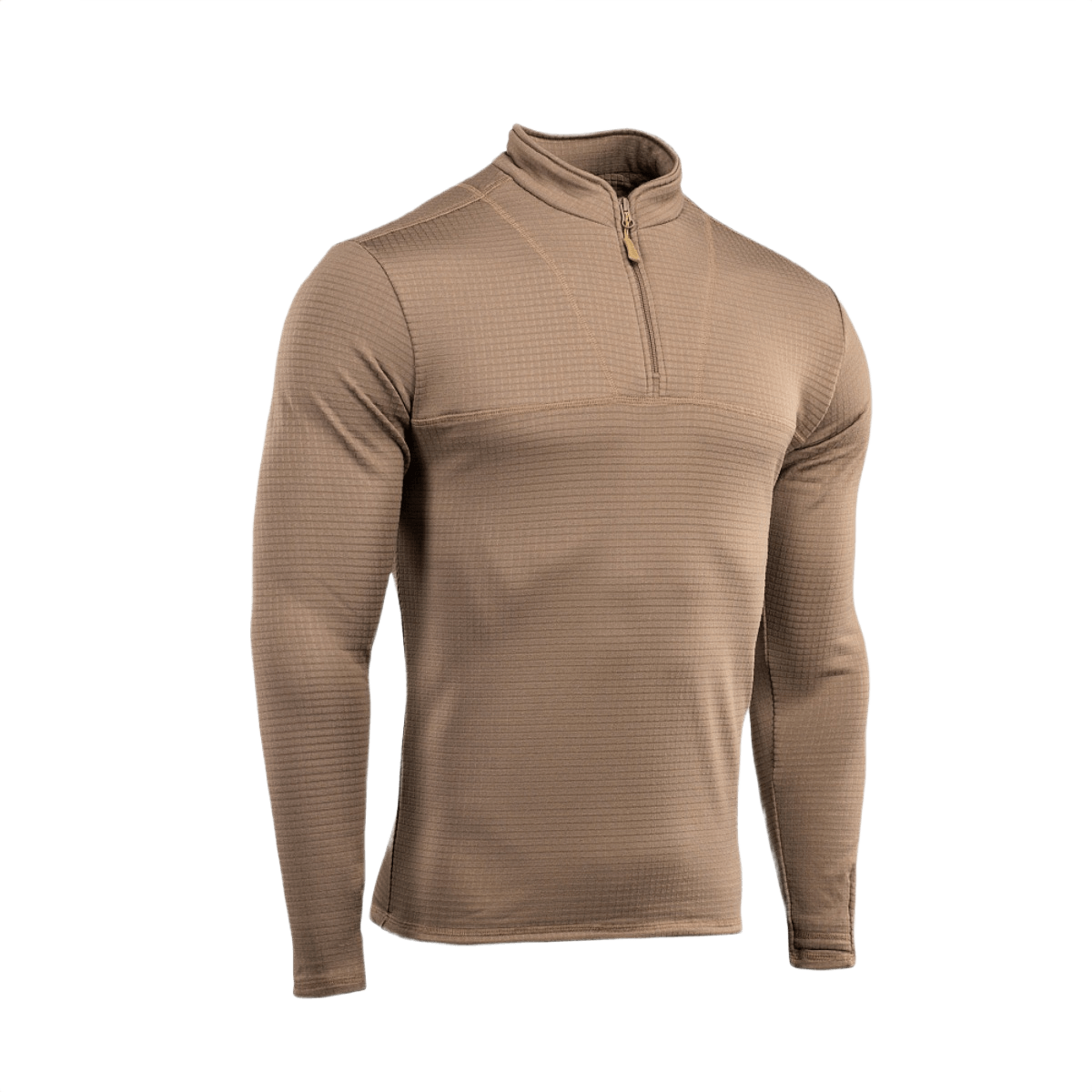 M-Tac Thermal Fleece Trøje Delta Level 2 i beige designet til barske klimaer, ECWCS brug, lavet af 100% polyester, YKK lynlås.