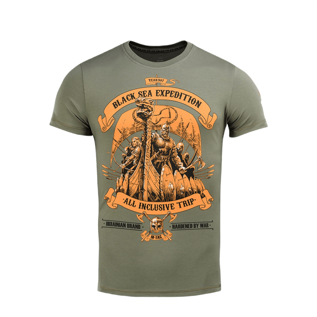 M-Tac T-shirt Black Sea Expedition i bomuld og elastan, ideel til jagt og sport, med premium MagnaColours® print, holdbar og komfortabel.