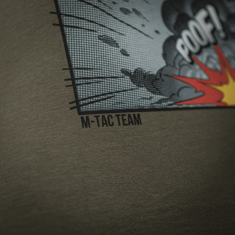 M-Tac T-Shirt Comics Drone Girl med comic-print "PooF!" hylder droneoperatører. Blød bomuld og bevægelsesfrihed.