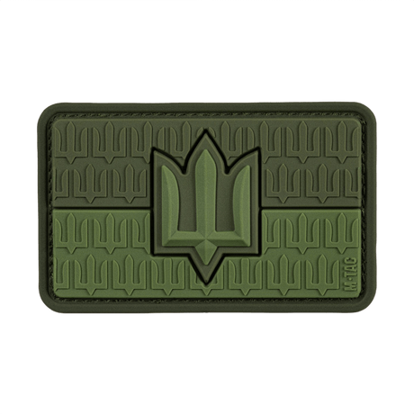 M-Tac patch Ukraine Flag med ZSU Trident PVC i grönt, symboliserar stolthet över Ukrainas armé och kultur. Tillverkad i 3D PVC
