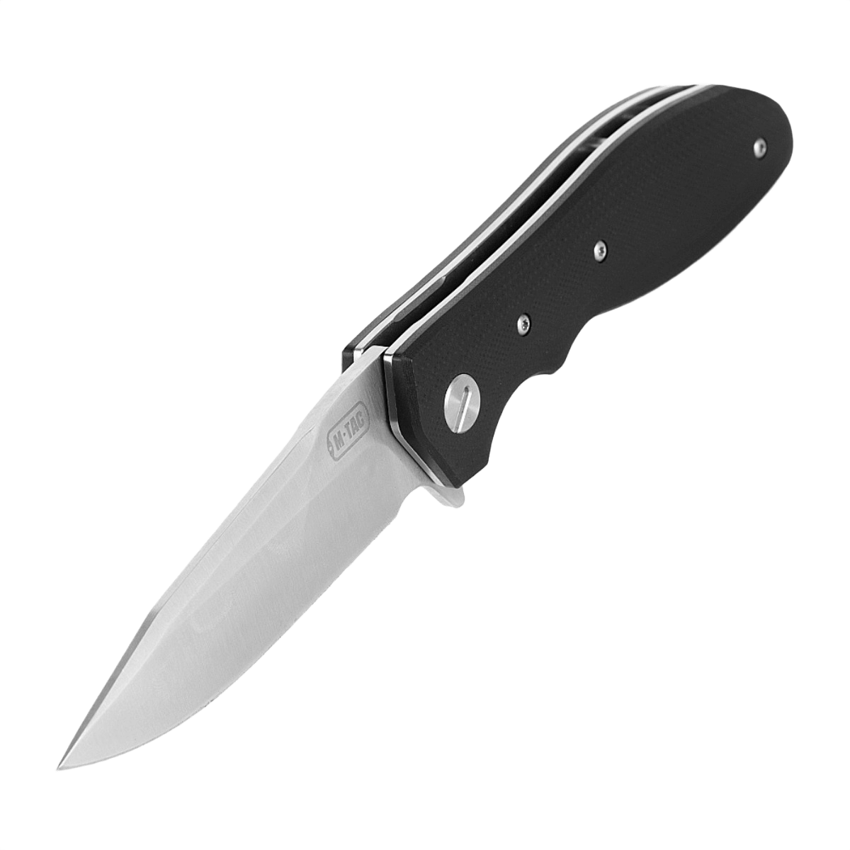 M-Tac Outdoor & Militær foldekniv - Type 6 med klinge af krom rustfrit stål og sort G10-komposit håndtag, perfekt til EDC-brug.