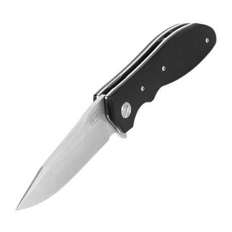 M-Tac Outdoor & Militär fällkniv - Type 6 med blad i kromat rostfritt stål och svart G10-komposithandtag, lämplig för EDC.
