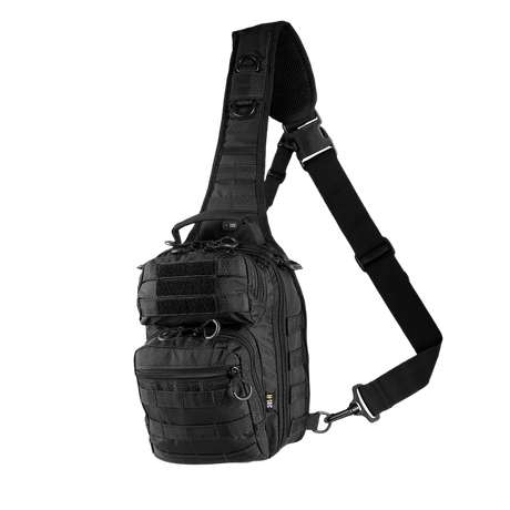 M-Tac Urban Line City Hunter Hexagon Bag i svart, praktisk axelväska med flera fickor och axelrem, lämplig för vardagsbruk.