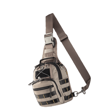 M-Tac Urban Line City Patrol Fastex väska i beige, praktisk hybrid väska-ryggsäck i slitstarkt 600D polyester med PVC-coating.
