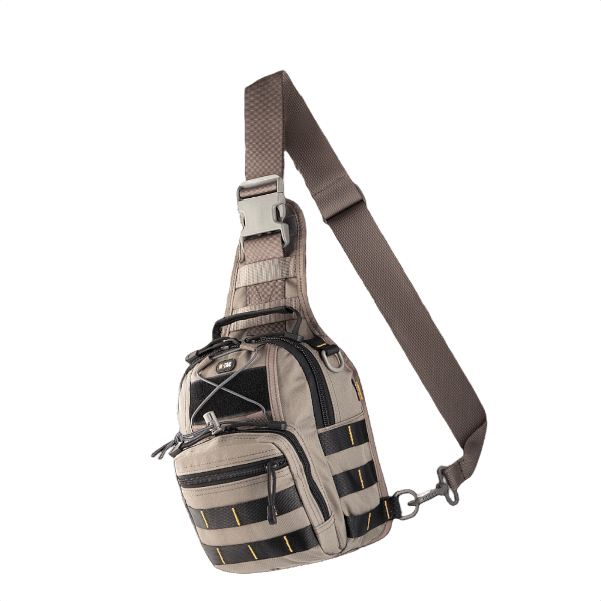 M-Tac Urban Line City Patrol Fastex Taske i beige, praktisk hybrid taske-rygsæk i slidstærkt 600D polyester med PVC-coating.